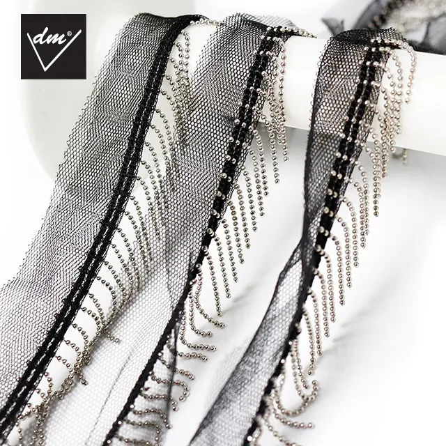 2023 nuovi accessori di Design perline in tessuto strass frangia maglia pizzo metallico