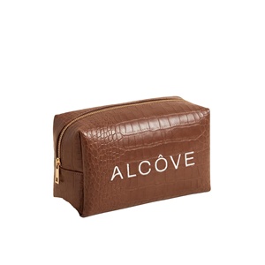 Sac cosmétique en cuir PU pour femme, grande capacité, avec logo brodé, pochette zippée, sacs de maquillage pour la maison – Offre Spéciale - Product Image 5
