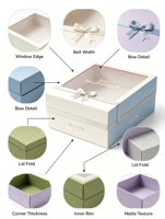 Boîte cadeau rigide avec fenêtre carrée à fermeture magnétique, fenêtre visuelle en PVC recyclable, décoration avec nœud, personnalisation de l'impression du logo