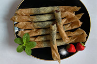 Rouleaux de printemps croustillants aux haricots rouges surgelés, pâtisserie Dim Sum sucrée, OEM ODM, aliments pour le petit-déjeuner, vente en gros pour la restauration