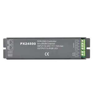 PX24500 RGB DMX denetleyici DC12-24V 3CH 15A DMX512/1990 Led dekoder RJ45 arayüzü