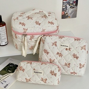 Style coréen coton chaîne fermeture Simple arc écologique grande capacité Portable voyage maquillage cosmétique sac <span class=keywords><strong>de</strong></span> rangement pour <span class=keywords><strong>les</strong></span> filles - Product Image 6
