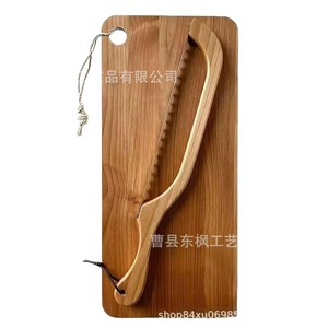 Wooden <b>Bread</b> <b>Knife</b> And Cutting Board Set Serrated Edge Durable Home Use Portable - Product Image 5