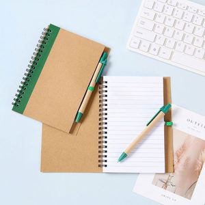 Custom Vintage Kraft Spiral Notebook with <b>Pen</b> Loop Color Block Cover,Lined Refillable Pages,School & Office Promotional Gifts - Product Image 2