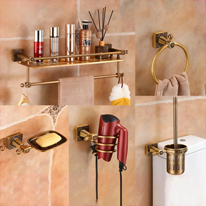 Set da bagno Vintage a parete portasciugamani moderni antichi Set spazio in alluminio portasciugamani <span class=keywords><strong>porta</strong></span> portasciugamani Kit scaffali - Product Image 2