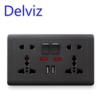 Prise d'Alimentation Delviz, Commande à Bouton-Poussoir, Indicateur LED, Prises de Port Chargeur USB, Double Prise Murale USB Universelle