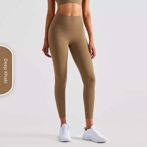 Vente en gros de leggings de yoga taille haute en nylon et élasthanne mélangés de haute qualité, sans couture sur le devant, pantalons de yoga - Product Image 6