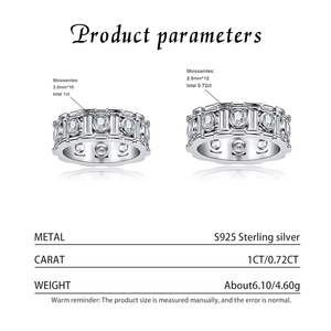 Gioielli Raffinati in Argento Sterling S925, Anello Unisex con Moissanite Certificata GRA, Fascia Eternity Rotonda VVS1 Colore D per Uomo e Donna - Product Image 6