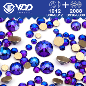 VDD 036 SS6-SS30 di velluto <span class=keywords><strong>viola</strong></span> 2088 di cristallo di alta qualità 8 grandi 8 piccoli retro piatto in <span class=keywords><strong>pietra</strong></span> per la decorazione di Nail Art - Product Image 2