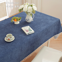 Nappe en chenille bleu marine avec bordure en dentelle, lavable en machine, pour salle à manger, cuisine, maison, vente en gros