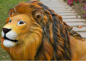 Guangzhou Factory Price Realistic Handmade <strong>Fiberglass</strong> <strong>Life</strong> <strong>Size</strong> <strong>Lion</strong> <strong>Statue</strong> for Park Decoration - Product Image 2
