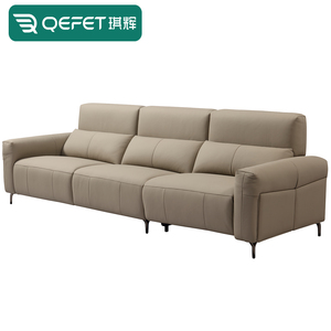 Divano divano divano moderno in metallo reclinabile per soggiorno, color crema, vera pelle sintetica, divano reclinabile - Product Image 2