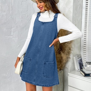 <span class=keywords><strong>Falda</strong></span> vaquera informal sin mangas de longitud media antiarrugas para mujer, nueva colección primavera-verano-otoño 2026, estilo europeo-americano, ideal para vacaciones. - Product Image 1