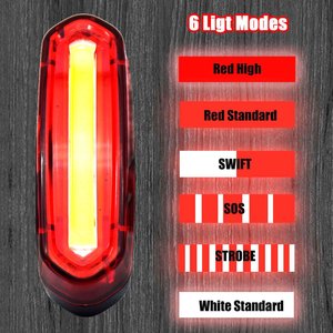 Luz Trasera para Bicicleta Recargable por USB, 120 Lúmenes, Impermeable, con 6 Modos, Fácil de Instalar, Luz LED Roja y Azul para Ciclismo - Product Image 6