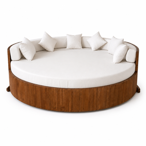 Luxury Outdoor Round Daybed with Curved Wooden Backrest for Villa & Resort Specialty Size Wholesale Price - Product Image 1