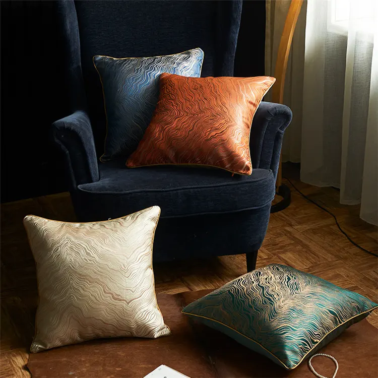 Cushion European Simple And Modern Style Home Comfortable Soft Sofa Jacquard Yarn Dyed Living Room Cushion Cover