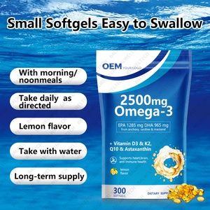 Capsules d'huile de poisson oméga 3 OEM 2500 mg avec 1285 mg d'EPA, DHA, vitamines D3, K2, Q10 et astaxanthine pour soutenir la santé cardiaque, cérébrale et immunitaire - Product Image 4