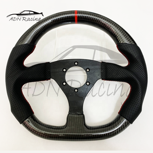 FHE 350Mm-14In Volant De Course En Cuir Noir À 6 Boulons Couture Grise