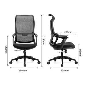 Chaise de bureau pivotante ergonomique colorée en maille noire et cuir, dossier haut, pour visiteurs, fabriquée en Chine - Product Image 3