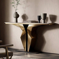 Meubles de salon, entrée, console en métal nordique moderne, table de console de luxe en marbre doré pour le couloir