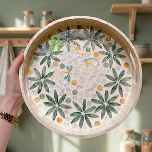 ¡VENDEDOR CALIENTE! Bandeja de servicio de lujo de estilo bohemio con incrustaciones de nácar de bambú de alta calidad para decoración de restaurante de mesa Vietnam - Product Image 1