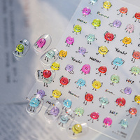 Stiker Dekorasi Kuku TSZS Motif Kartun Tanaman Bunga Lily of the Valley Bunga Matahari Daisy Pentas Kupu-kupu Pita Anjing Kucing Ceri