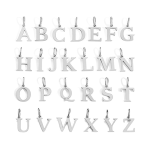 Manna kalung gelang pasangan, 26 huruf liontin DIY perhiasan emas Stainless Steel huruf awal untuk pasangan - Product Image 6