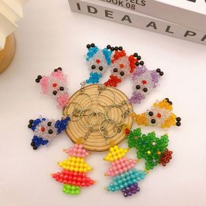 DIY Handmade Beaded Santa Claus Keychain Crystal Christmas <b>Key</b> Chains Charm Handicrafts Christmas Gifts Christmas Tree Keychain - Product Image 1