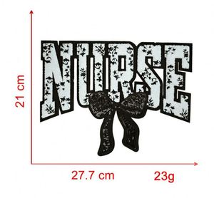 New Stock Big Size 27cm Iron on Chenille Sequin Mixed Embroidered <b>Nurse</b> Bow Patch - Product Image 3