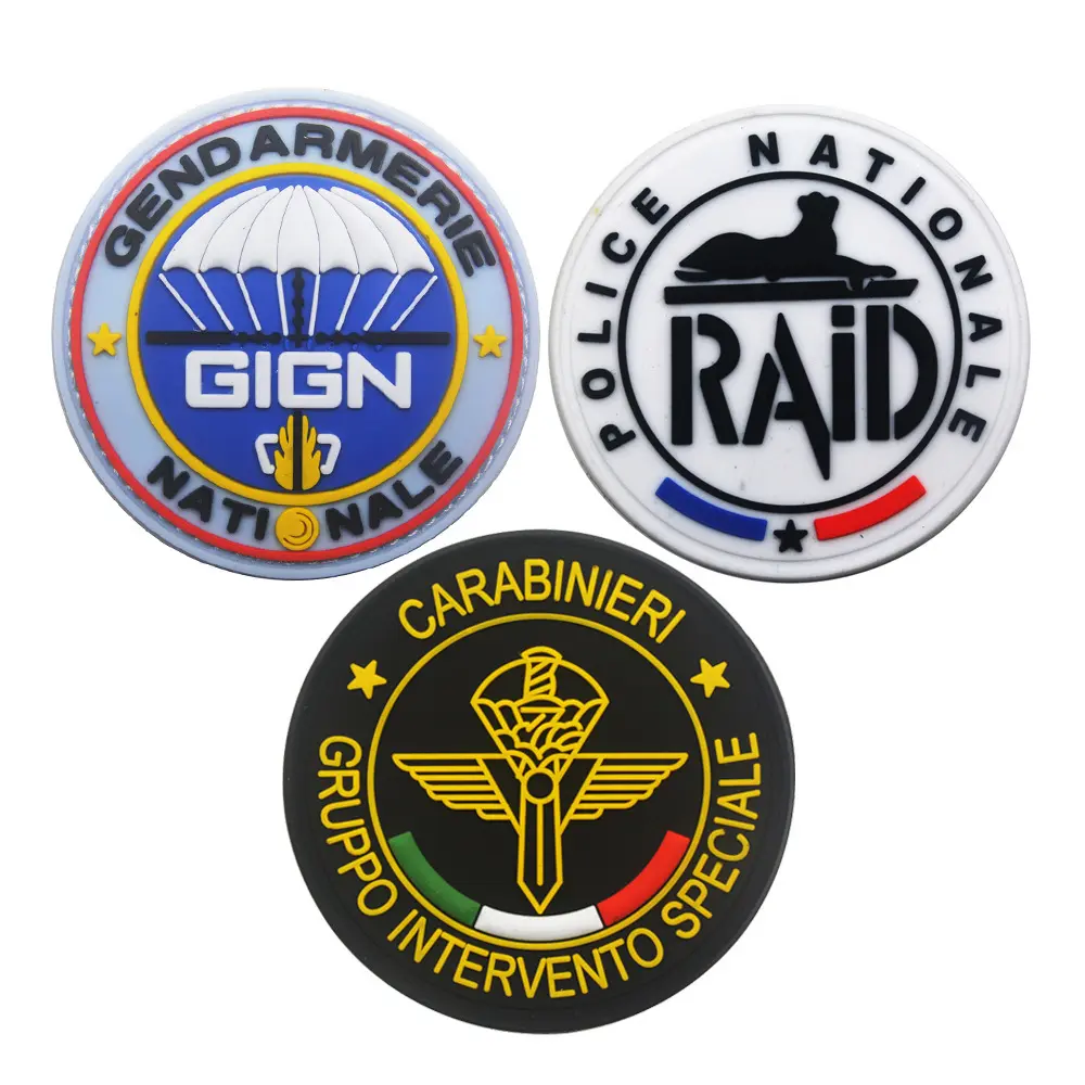 Patches de logotipo personalizado para roupas táticas por atacado em PVC em relevo 2D 3D patch de PVC macio