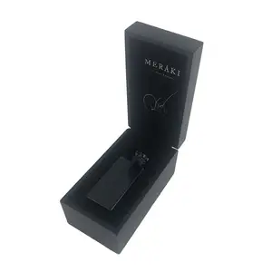 哑光黑色整理MDF木制香水包装盒与自定义标志