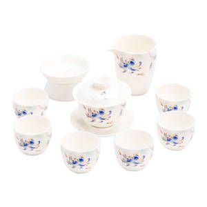 White Porcelain Kung Fu Tea Set Hand Painted Floral Design Gaiwan And Cups For Chinese Tea Ceremony Gift Set Dehua Origin - Product Image 5