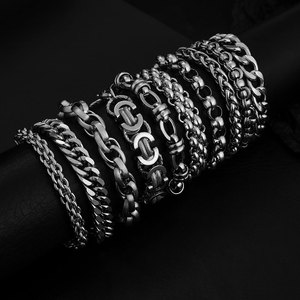 Bracelets à maillons épais pour hommes de styles variés : cubains, byzantins, en forme de blé et plus encore |   Style Hip Hop Punk, imperméable et antirouille - Product Image 2