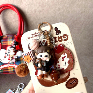 Porte-clés en plastique en gros, figurine de dessin animé mignonne, pendentif poupée Kawaii, breloque de sac, chaîne de porte-clés de voiture pour femmes et filles - Product Image 3