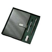 Ensemble cadeau d'entreprise : carnet en cuir PU A5 imprimé en typographie avec logo personnalisé, stylo et clé USB