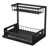 Étagère de rangement coulissante à 2 niveaux pour comptoir de cuisine, organisateur d'épices et d'ustensiles de cuisine au-dessus de l'évier, en maille
