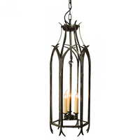 Lampe de luxe petite lanterne en métal noir lustres en laiton intérieur Restaurant Bar Café Café entrées de café lampes suspendues