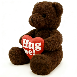 Oso de peluche marrón personalizado, oso de peluche con forma de corazón, oso de peluche con pelo rizado. - Product Image 3