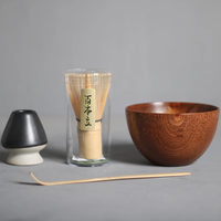 Ensemble d'accessoires pour la cérémonie du thé matcha japonais, 4 pièces, fouet en bambou Chasen, bol à matcha, support pour fouet, cuillère à thé, kit d'outils complet