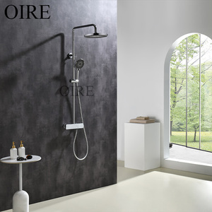 Modern Chrome Hot Cold Water Bath Mixer Faucet Soft Rain &amp; Pause Spray Pattern Easy <strong>Control</strong> Brushed Finish Bathrooms <strong>Shower</strong> Set - Product Image 1