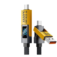 Cable de Carga Rápida 4 en 1 con Trenzado de Nailon y Aleación de Aluminio, con Pantalla LED de Energía, para iPhone 16, Teléfonos Android y Cámaras