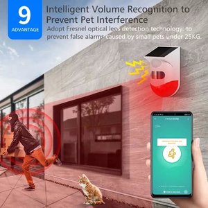 Glomarket tuya chuyển động thông minh <span class=keywords><strong>PIR</strong></span> cảm biến năng lượng mặt trời wifi hồng ngoại điều khiển từ xa Detector còi báo động hệ thống - Product Image 6