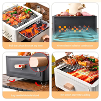 Barbecue carré au charbon de bois, table brasero, portable, pour extérieur, camping, jardin