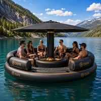 Plateforme aquatique gonflable commerciale avec ombrage, sièges-canapés, marchepied et pont ouvert pour lac, plage et location