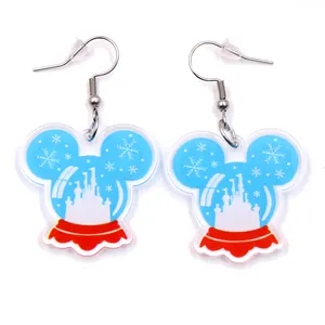 ERS417ER1601 Customized New CN Drop Mouse Castle Cute Acrylic Earrings with Diamond Main Stone Christmas Jewelry for Women