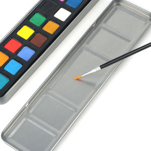 SINOART 18 couleurs boîte en fer blanc ensemble <span class=keywords><strong>de</strong></span> peinture <span class=keywords><strong>aquarelle</strong></span> solide avec pinceau parfait pour les étudiants débutants - Product Image 5