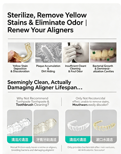 Tabletas Limpiadoras Ultrasónicas Eficaces para Retenedores Dentales, Alineadores, Dentaduras Postizas e <span class=keywords><strong>Invisalign</strong></span> para Dientes y Retenedores - Product Image 4