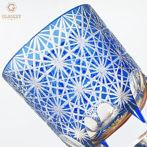 Edo Kiriko Blue Daisy Verre à <span class=keywords><strong>whisky</strong></span> en cristal fait à la main Gobelet à <span class=keywords><strong>whisky</strong></span> Style rétro Tasse à boire Edo Kiriko Verre à <span class=keywords><strong>whisky</strong></span> - Product Image 3