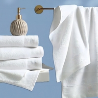 Serviette de bain en coton mélangé poly 21 fils, blanche, brodée sur mesure, pour hôtel et spa, vente en gros
