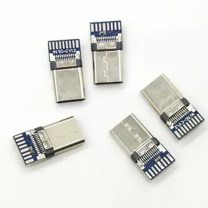 Conector USB tipo C 3,1, macho de 24 pines con placa de enchufe de soldadura PCB tipo C